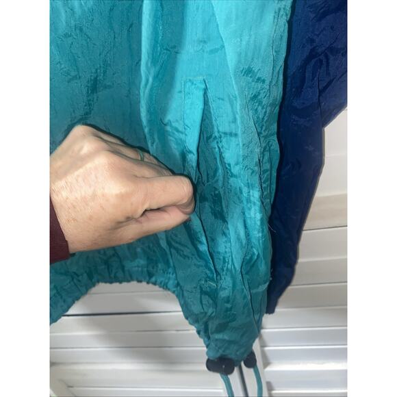 Vintage Honors Color Block Windbreaker Men’s Size XL Green Navy Hood 90’s - Picture 5 of 8